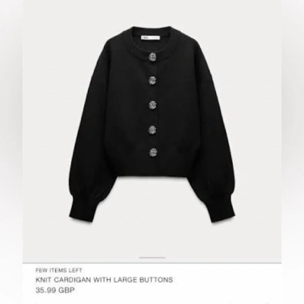 ZARA Knit Cardigan with Large Silver Buttons - Picture 6 of 6